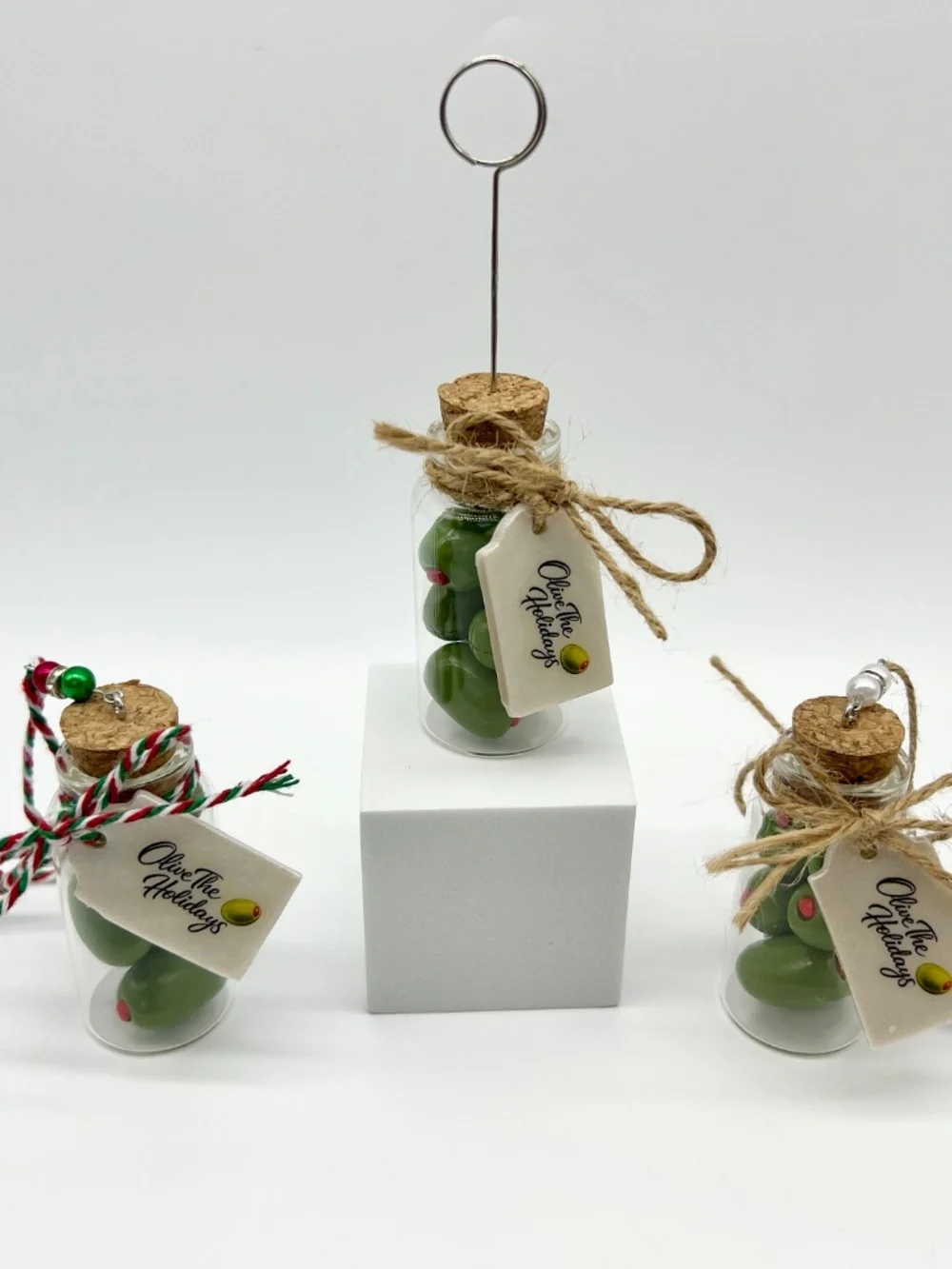Olive The Holidays Photo Holder, Ornament & Gift Jar | Handmade Green Olive